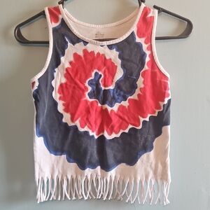 Spiral Tie-Dye Fringe Tank Top
